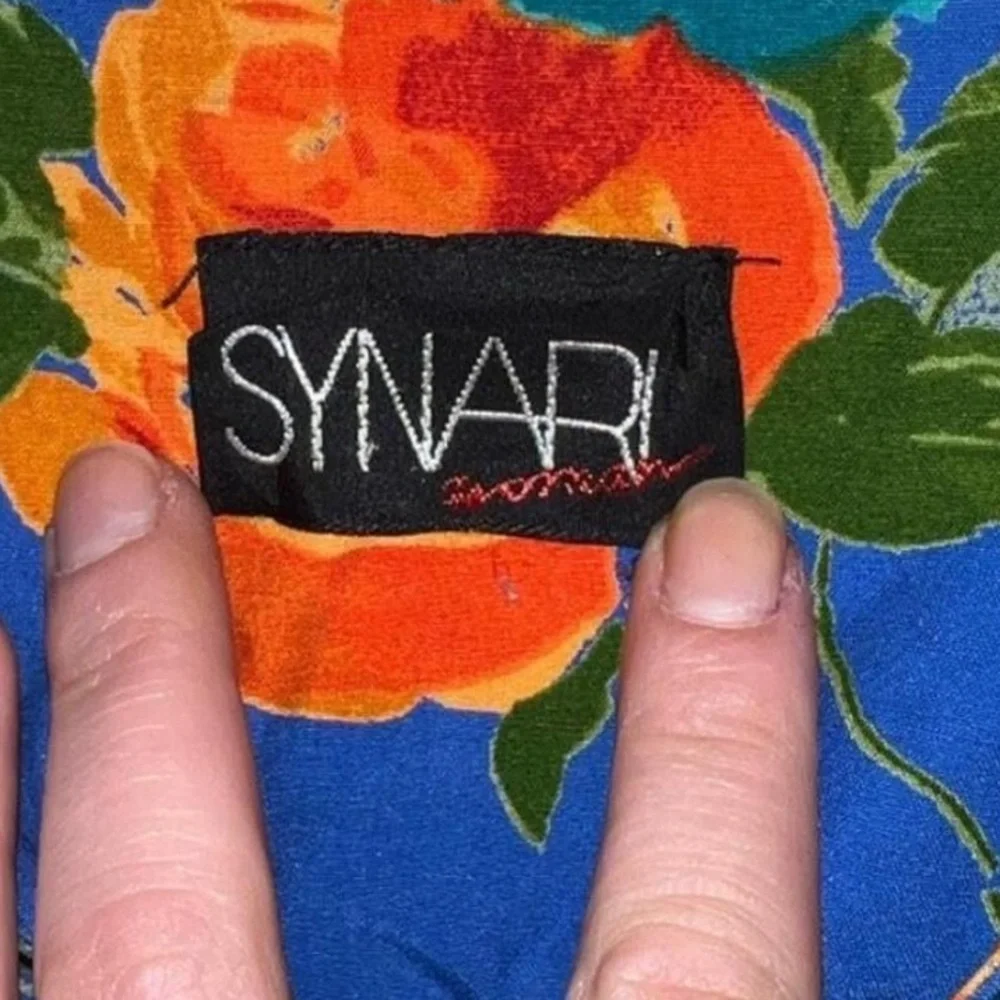 Vintage Blue Tropical Floral Boho Retro Button Up Short Sleeve Tunic Top Size M - Picture 11 of 13